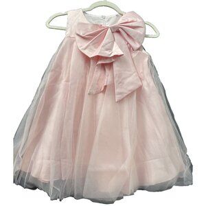 Mitun Youth Girls Pink Zip Bun Ribbon Tulle Party Dress Size 6-7 Sleeveless